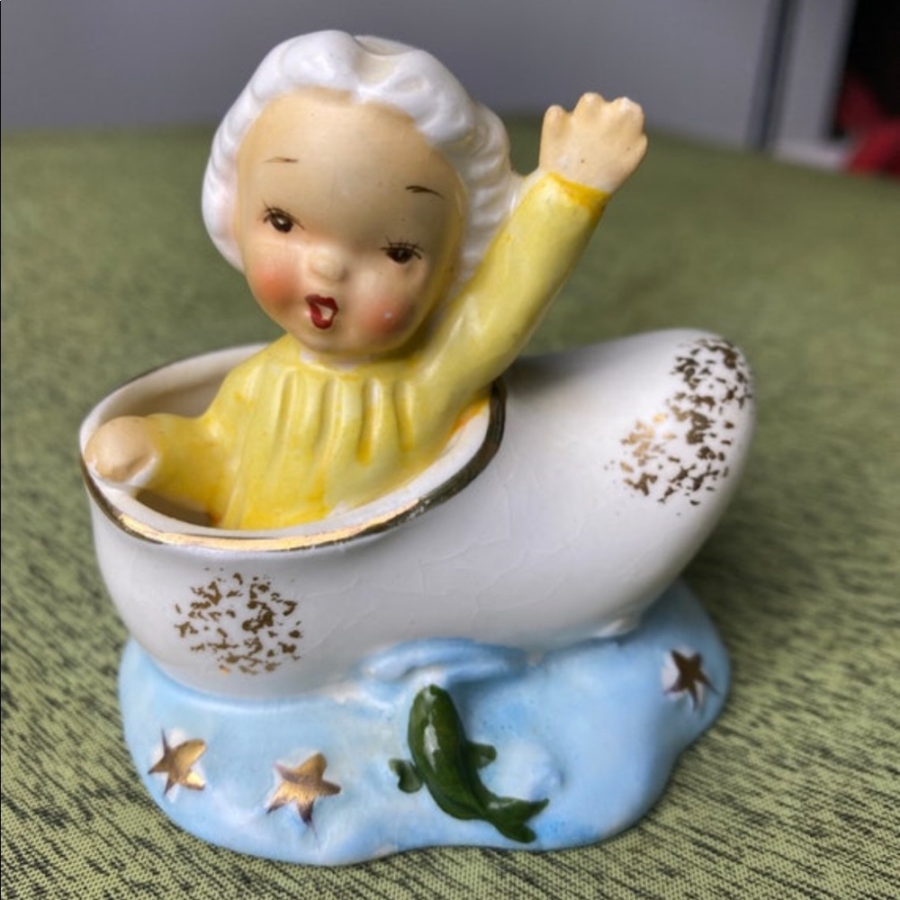 Vintage Shafford baby in a shoe figurine